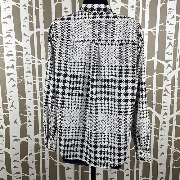 Richard Allen X H&M Houndstooth Plaid Button Front Shirt 2 - Picture 3 of 9